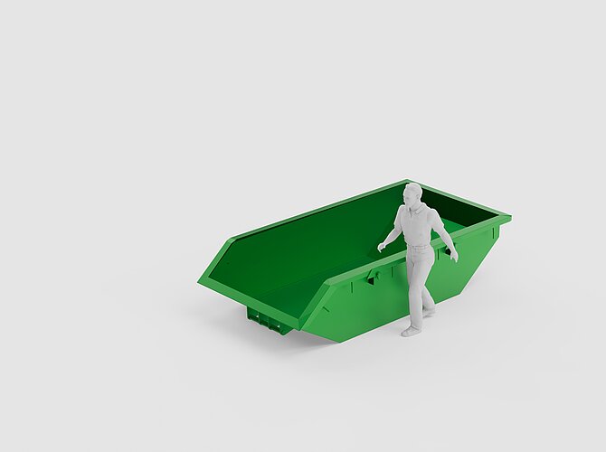 Eine flache Absetzmulde mit 5 cbm