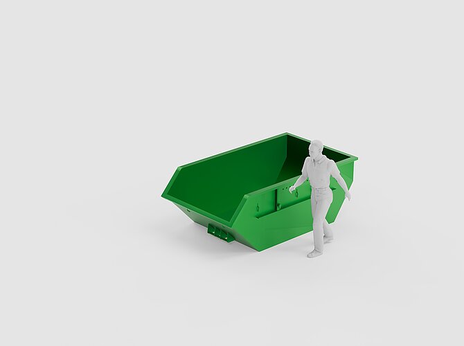Eine Absetzmulde mit 3 cbm