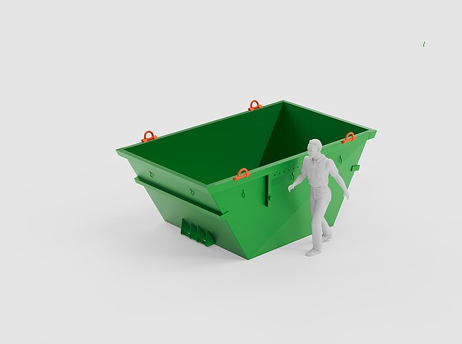 Eine Absetzmulde mit 7 cbm