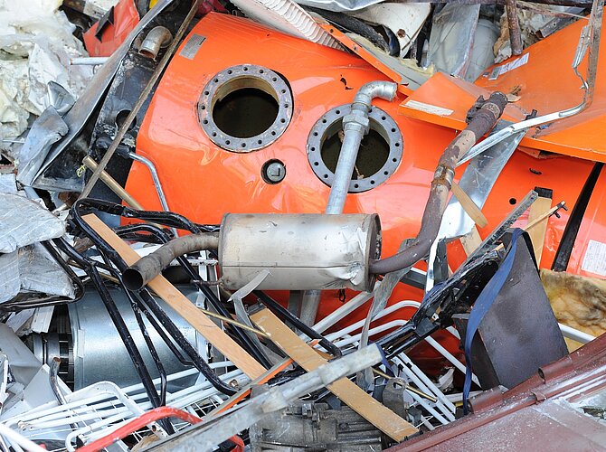 Gemischtes Shreddervormaterial auf einem Haufen