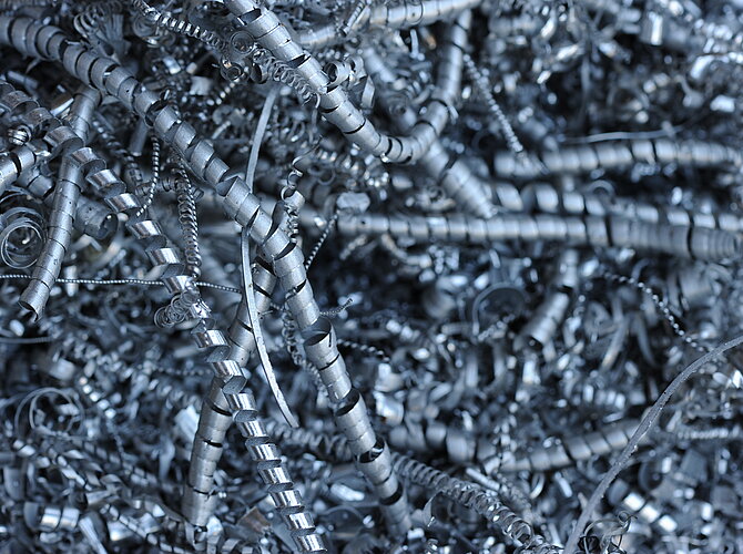 Nahaufnahme von Metallspänen